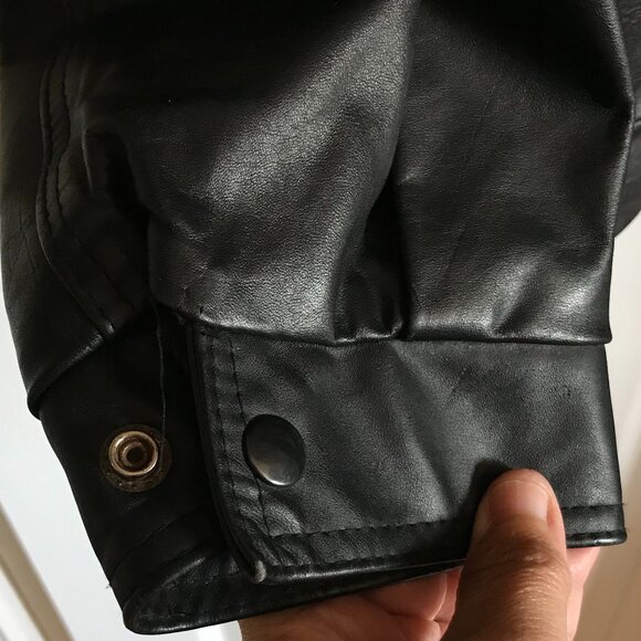 London Fog Mens Black Leather Bomber Jacket LG Vintage - Picture 4 of 12